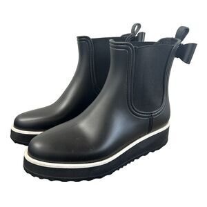 Kate Spade New York Malcolm Rain Boots Womens Booties Black Platform Size US 8 M